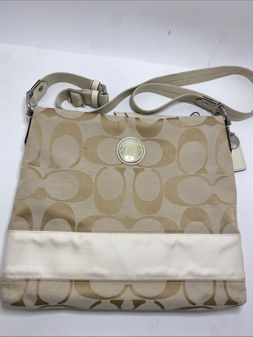 Coach Beige Signature Canvas Crossbody Bag